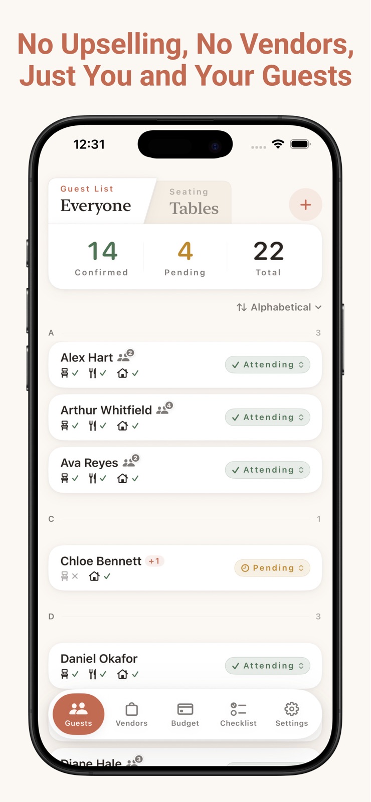 Simple Wedding Planner iphone screenshot 1