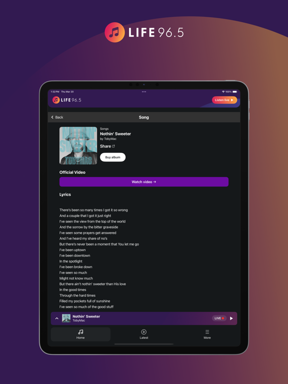Life 96.5 iPad screenshot 5 - Music app