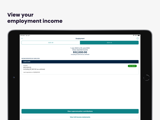 Australian Taxation Office iPad screenshot 6 - Finance app