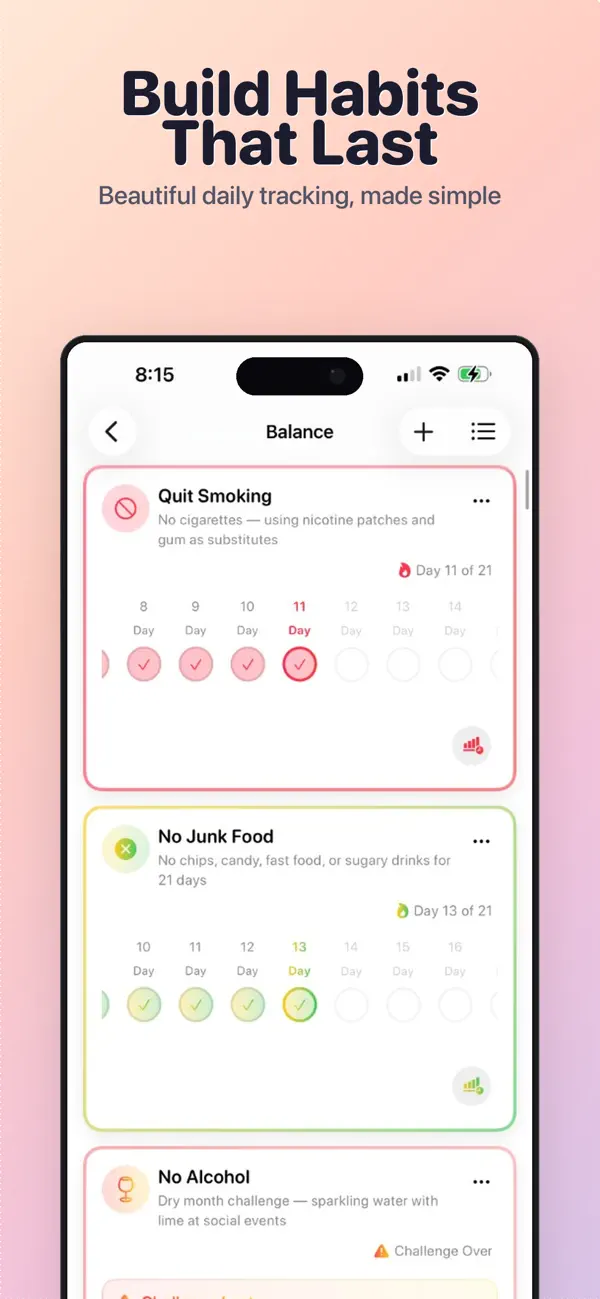 Screenshot #1 pour Balance : Habit & Streak track