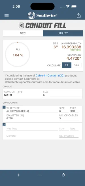 Southwire® Conduit Fill Calc screenshot 2