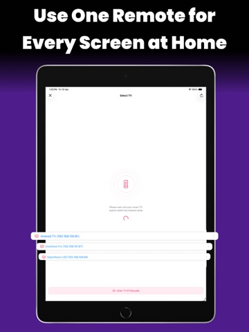 Universal TV Remote Watch App iPad screenshot