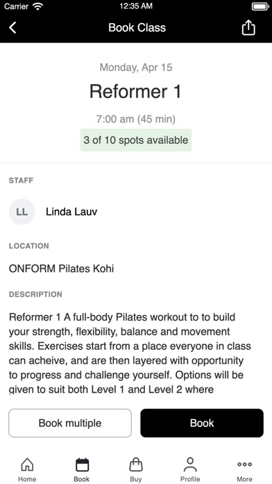 ONFORM Pilates Screenshot