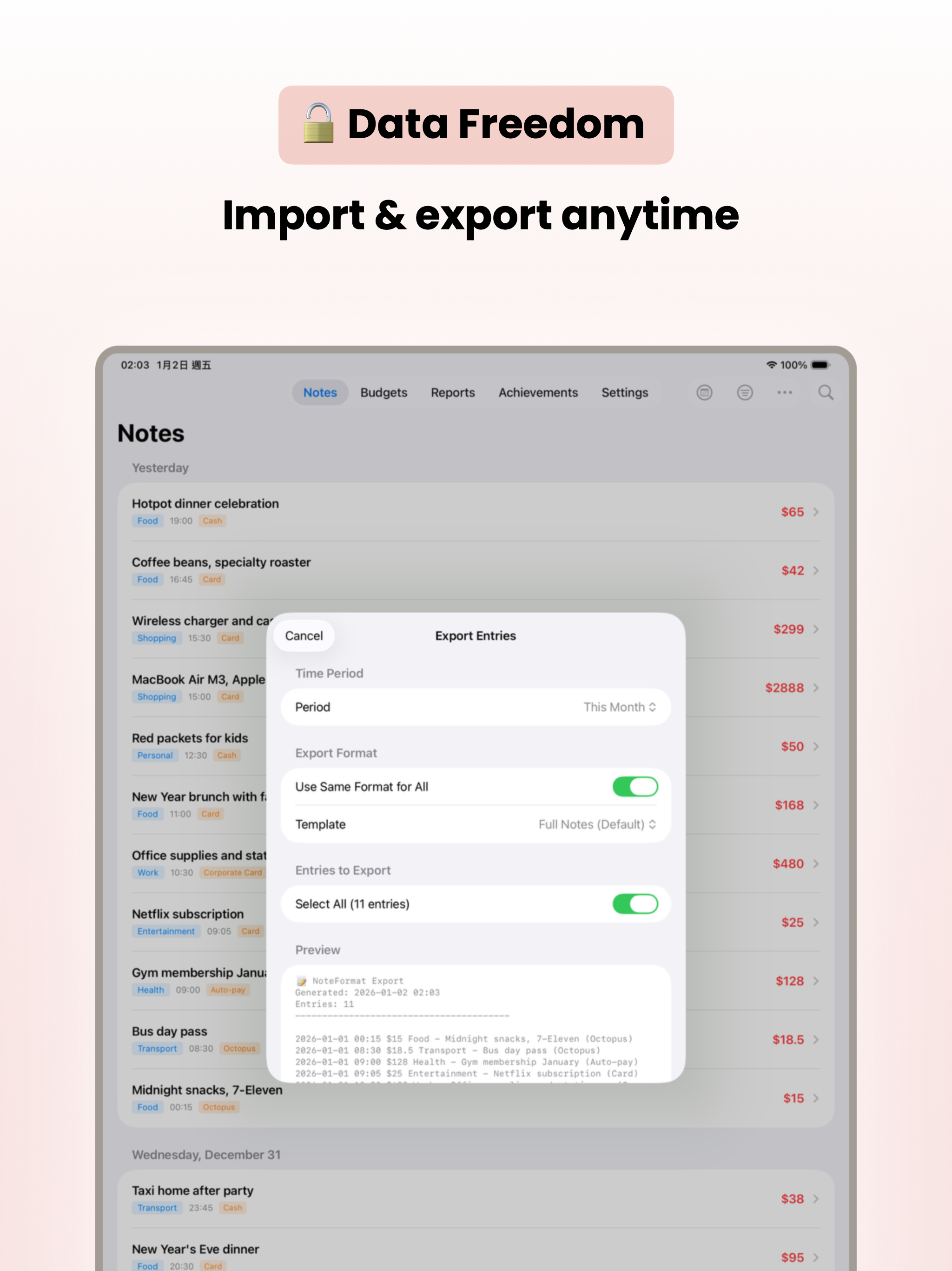 NoteFormat - Expense Formatter
