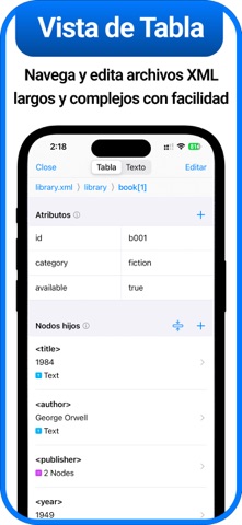 Visor, lector y editor de XML iPhone screenshot 4