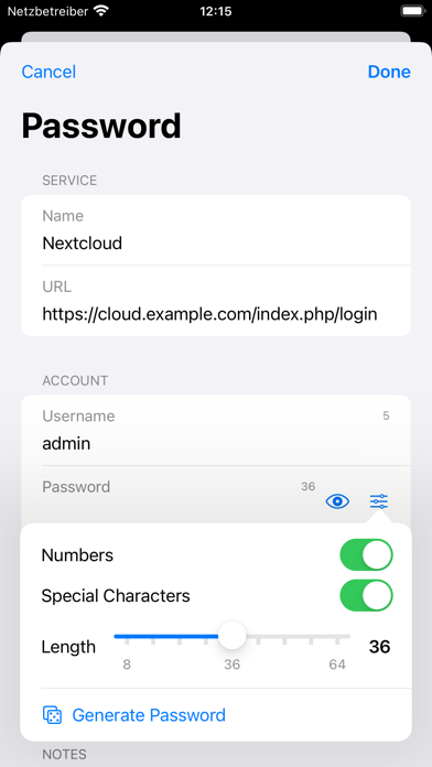 Passwords for Nextcloud iPhone screenshot 5 - Productivity app