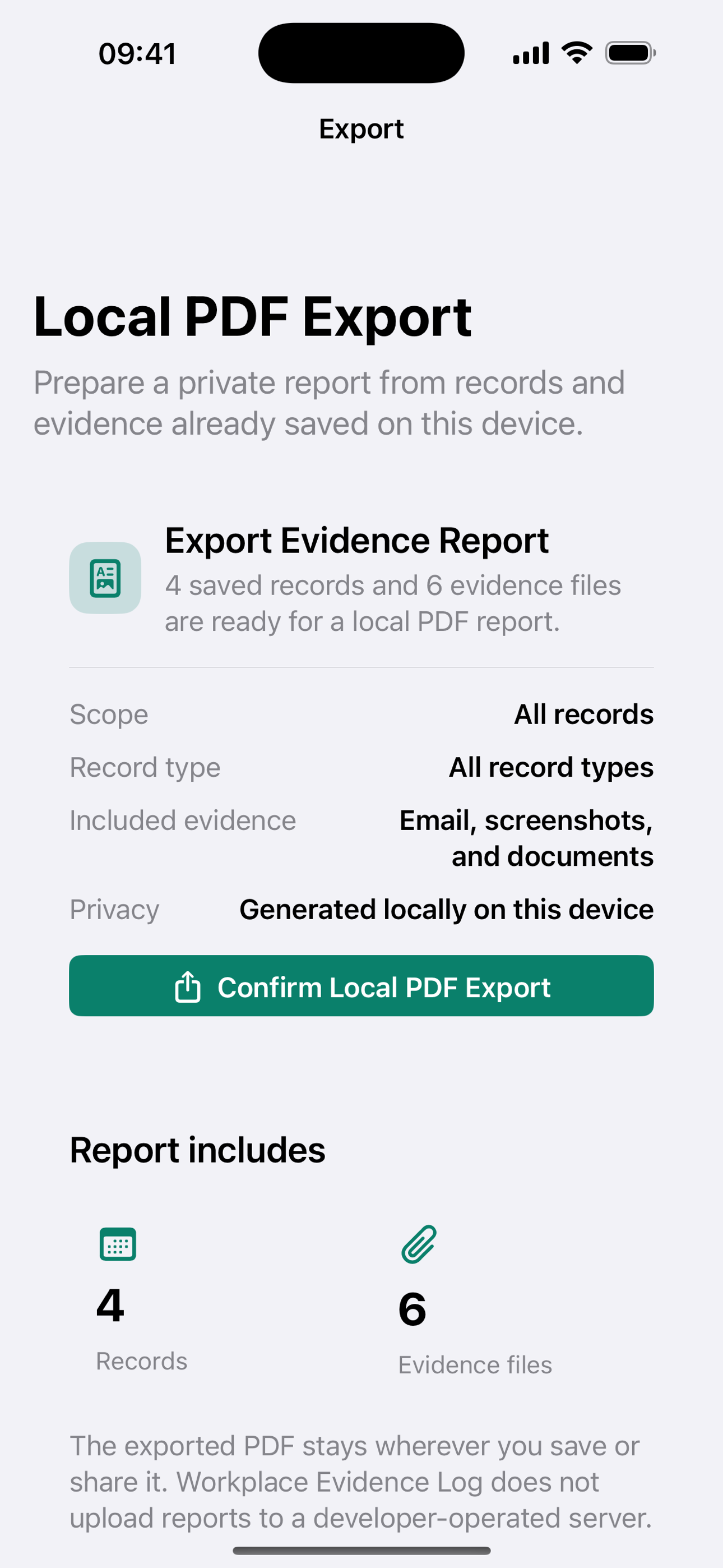 Workplace Evidence Log screenshot 8