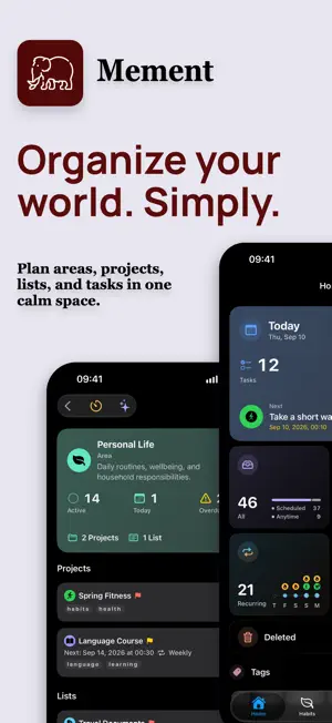 Mement: Smart GTD Planner screenshot 1