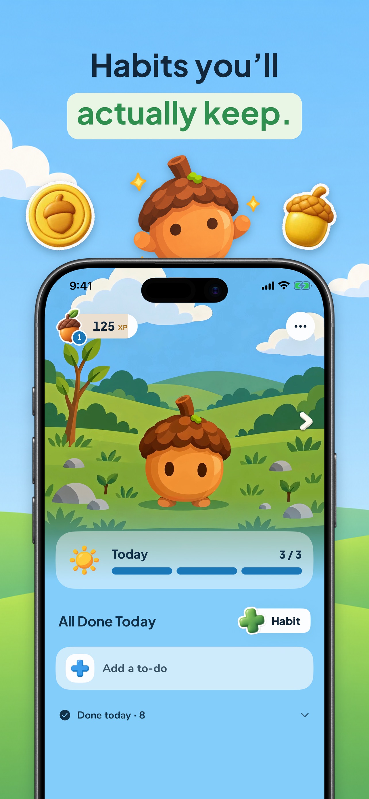 Screenshot 1 of Acorn: Habit Tracking