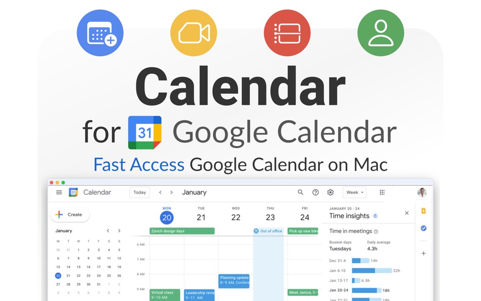 #1. Calendar for Google Calendar (macOS) 由: Fokusek Enterprise