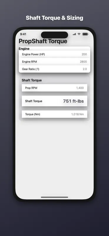 Propeller Shaft Torque Calc screenshot 1 of 3