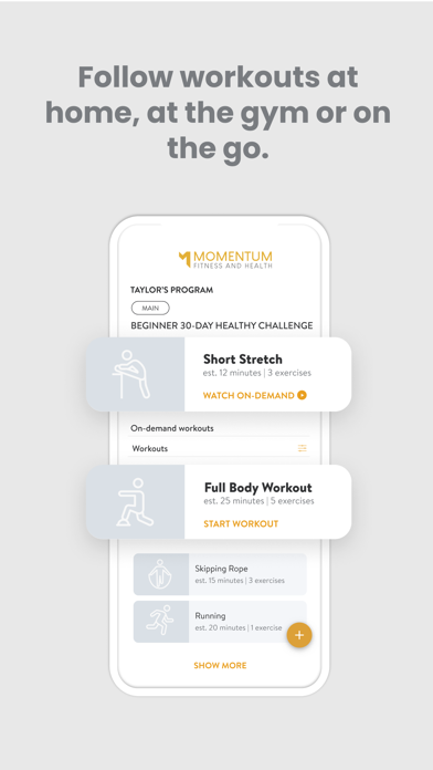 Momentum Fitness and Health Screenshot