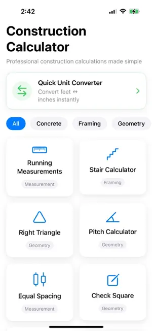 Construction Calculator ° screenshot 2