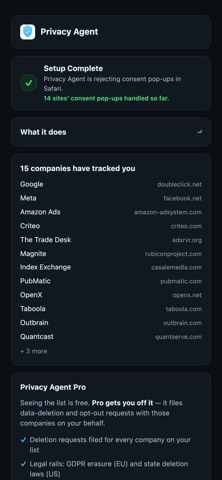 Data Privacy Agent: Cookies Screenshot 1 of 3