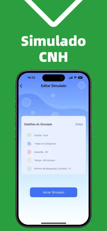 Simulado Detran CNH Prova 2026 screenshot 1 of 8