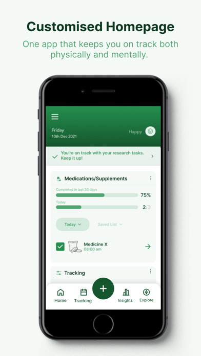 OnTracka Health & Research App Screenshot
