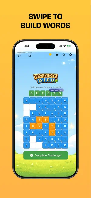 Wordy Bird: Word Swipe Game screenshot 1