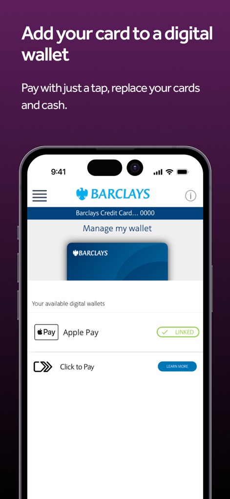 Barclays US - See how this tool facilitates adding a user's Barclays card to digital wallets like Apple Pay, enabling convenient tap-and-pay transactions.