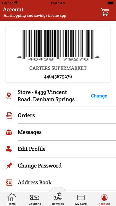 Carter’s Supermarket Rewards Screenshot