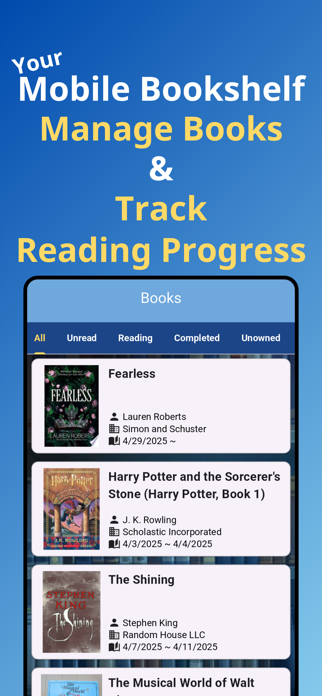 Mobile Bookshelf – Reading Log Screenshot 1 of 7