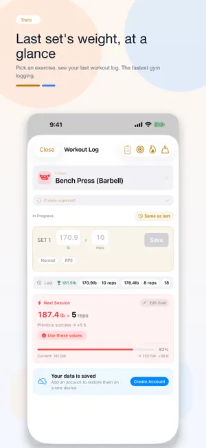 Trero: Workout Log & Goals screenshot 1