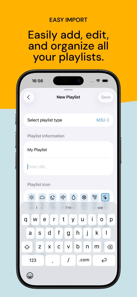 IPTV World: Watch Your TV - This tool streamlines content integration, allowing users to easily select the playlist type and input the playlist URL for quick setup.