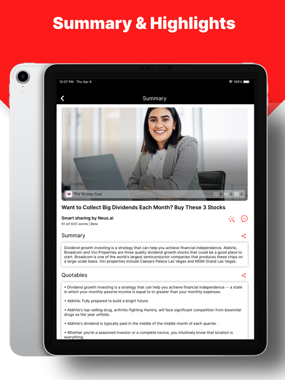 Neus AI - News Assistant Video iPad screenshot 4 - News app
