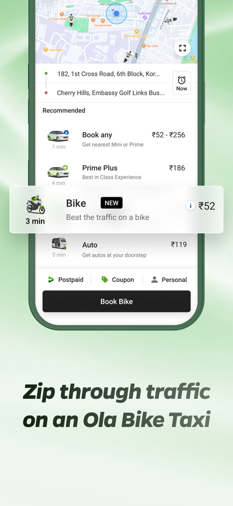 Ola: Book Cab, Auto, Bike Taxi - Agile Bike Journeys