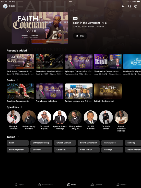 TJ McBride Ministries iPad screenshot