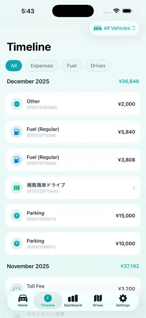 KuruLog - Car Cost & Drives screenshot 2