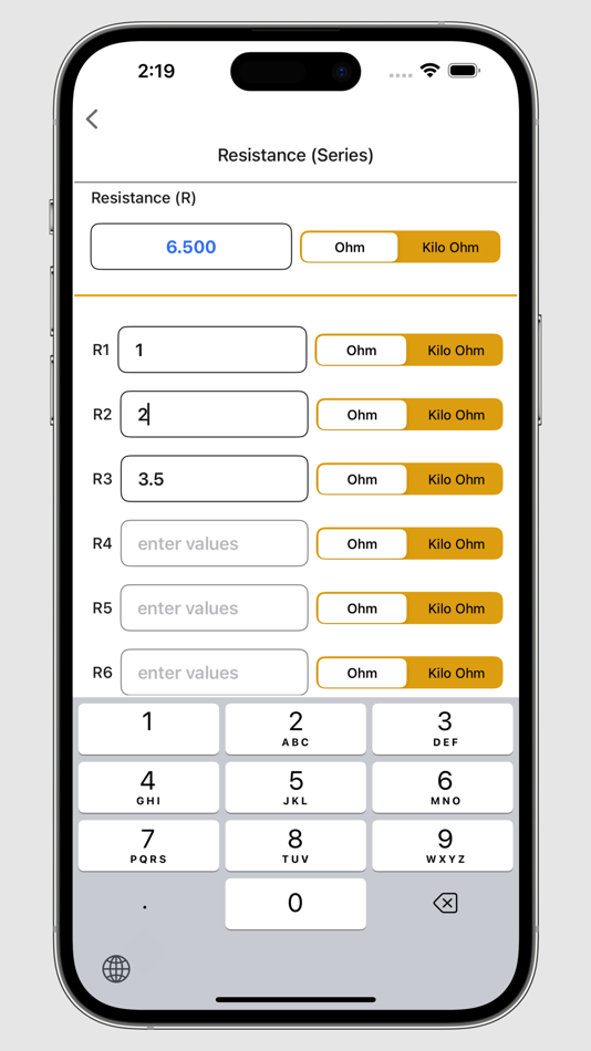 #3. Electrical Series Calculator (iOS) Podle: V PUGAZHENTHI