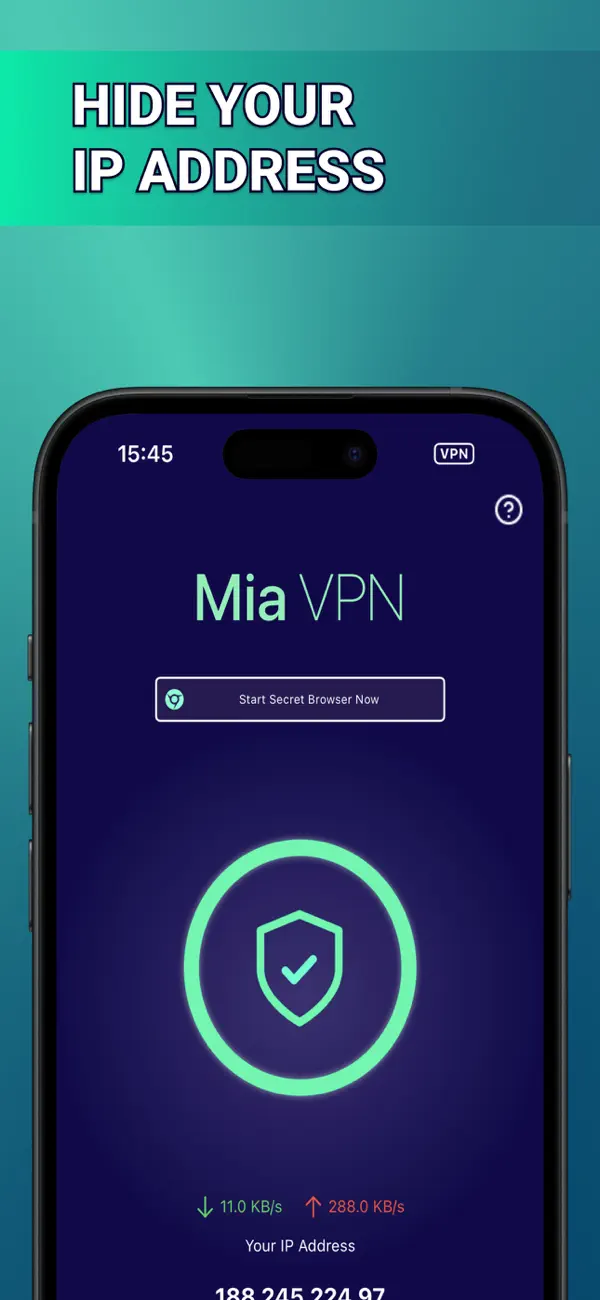 #1. Mia VPN - Private Browser (iOS) By: MOBINOVA BILISIM SANAYI VE TICARET LIMITED SIRKETI