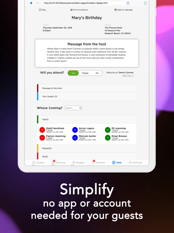 Pro Party Planner iPad app afbeelding 4