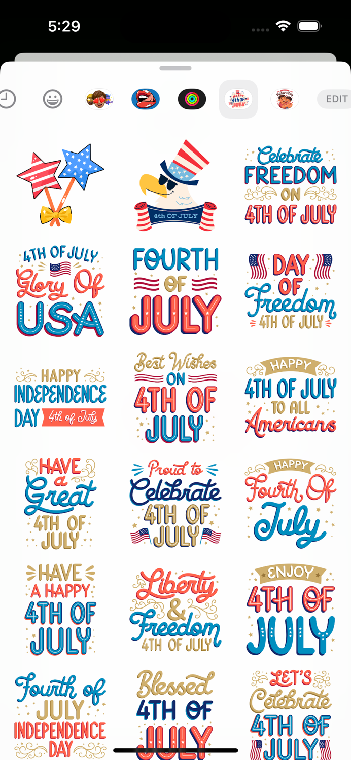 4th July Stickers Set