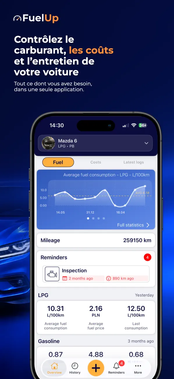 Screenshot #1 pour FuelUp – Coûts auto
