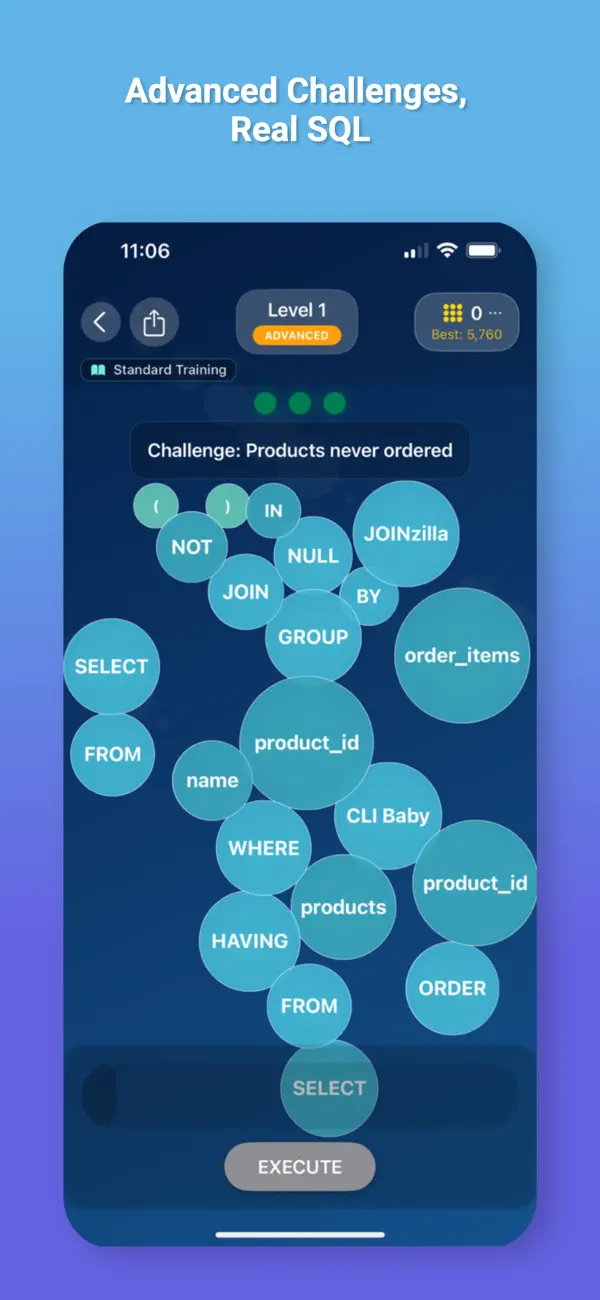 #5. SQL Bubble Pop-SQL Coding Game (iOS) 由: Baldwin Apps LLC