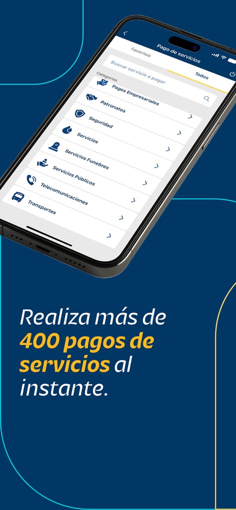 Banpaís - 이 도구는 사용자가 다양한 공공 및 사설 서비스 요금을 결제할 수 있도록 해주며, '사업자 결제' 및 '통신 서비스'와 같은 다양한 범주의 청구서를 한 곳에서 관리할 수 있습니다.