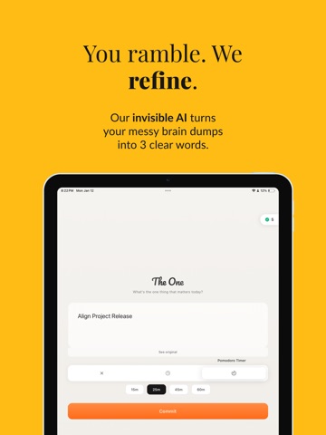 The One: Minimalist Focus iPad screenshot