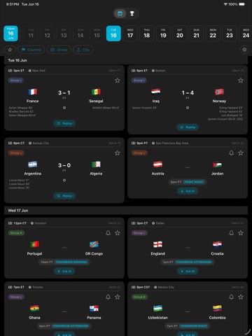 WC Scores iPad screenshot