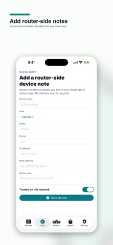WiFi Device Notebook のスクリーンショット