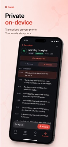 Kalpa: Transcribe Voice Notes iPhone screenshot