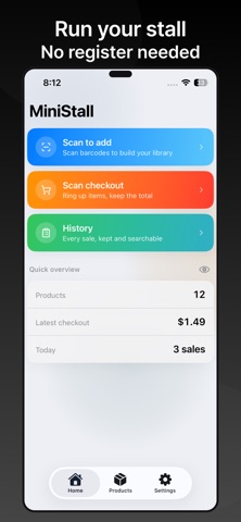 MiniStall: Barcode Checkout iPhone screenshot