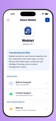 Weblet: Websites as Apps Screenshot 8 of 8
