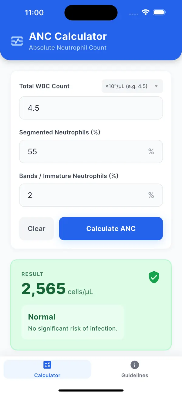 Screenshot #3 pour Absolute Neutrophil Count Calc