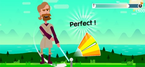 Golf Orbit: Perfect Swing - Réalisez un 'Perfect!' emblématique grâce à la jauge de puissance intuitive qui met en évidence la zone de frappe optimale.