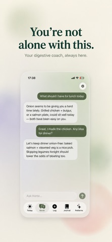 Korte: AI Gut & Food Coach iPhone screenshot