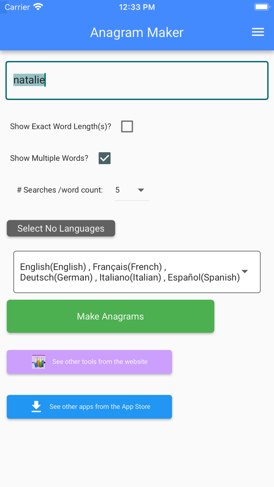 #3. Anagram Maker (iOS) 由: Keith Harryman