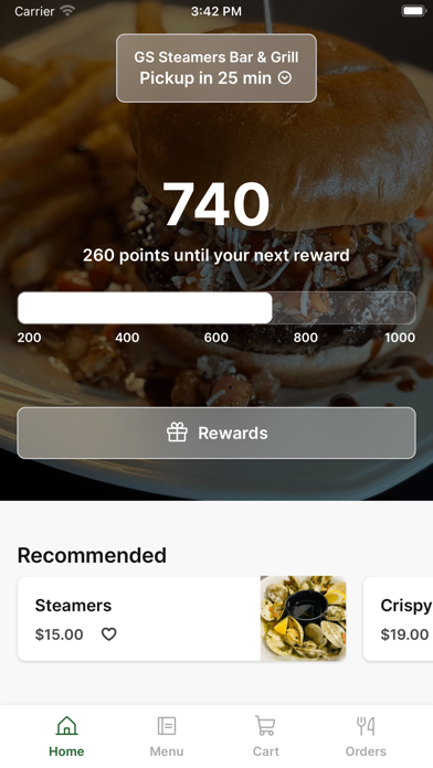 GS Steamers Bar & Grill iPhone screenshot 1 - Food & Drink app