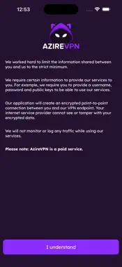AzireVPN screenshot 1