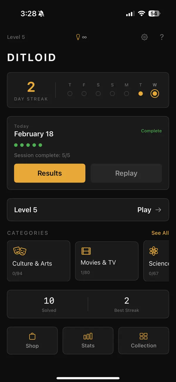 Screenshot #1 pour Ditloid: Word Puzzles & Trivia